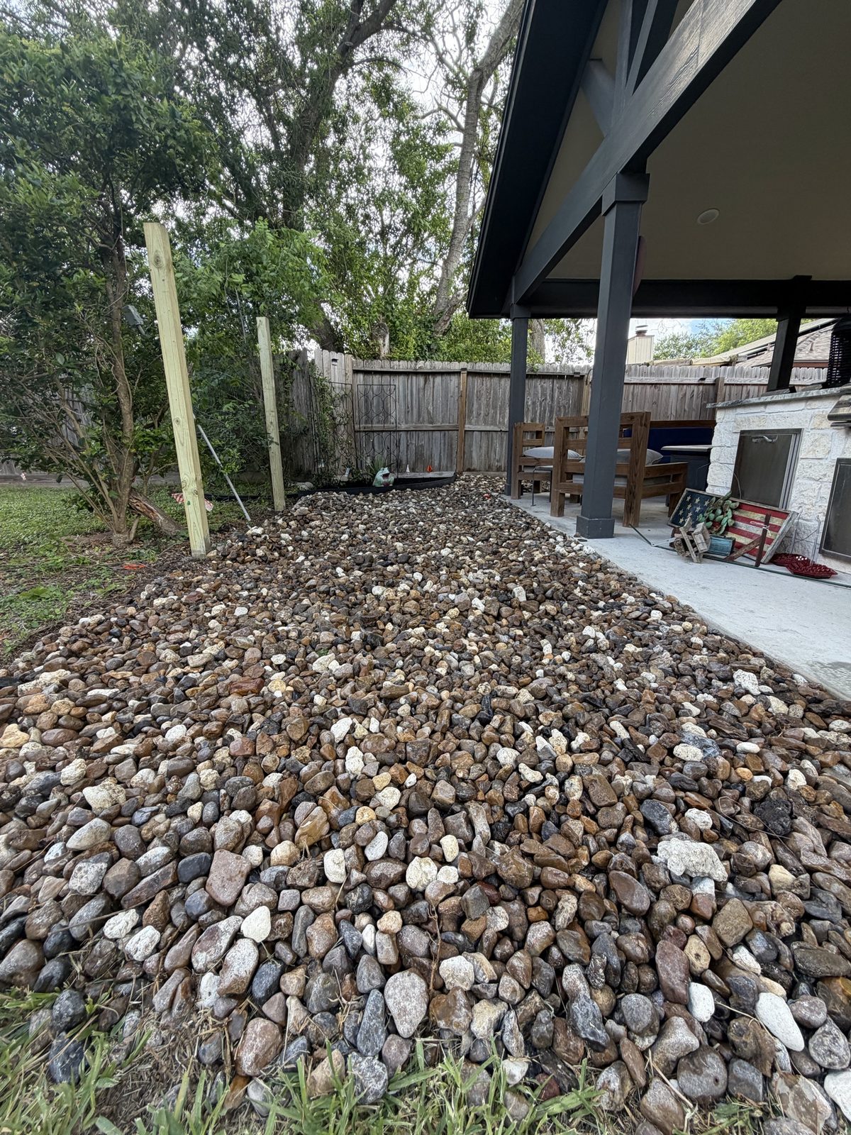 River rock installation detail